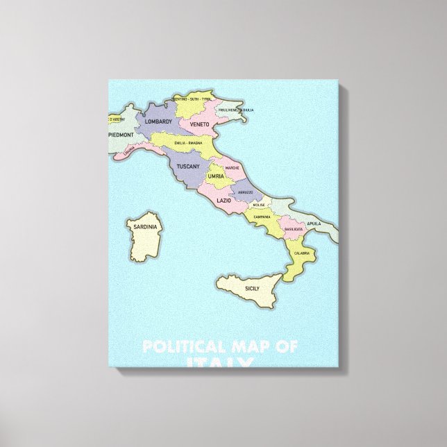 Impressão Em Tela Mapa político da Itália (Frente)