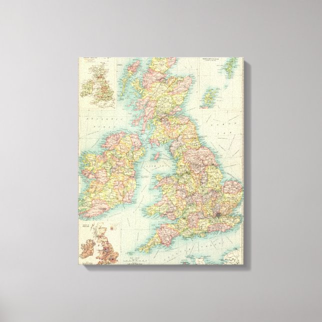 Impressão Em Tela Mapa político das Ilhas Britânicas (Frente)