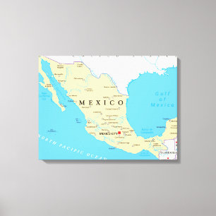 Impressão Em Tela Mapa político de México