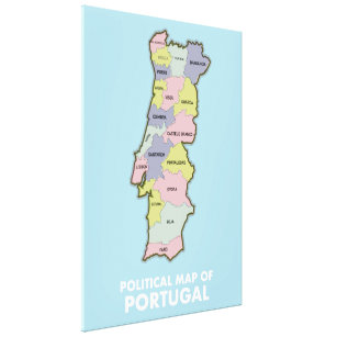 Mapa político de portugal, arte da parede, 60*90cm, poster de pintura em  tela, decoração