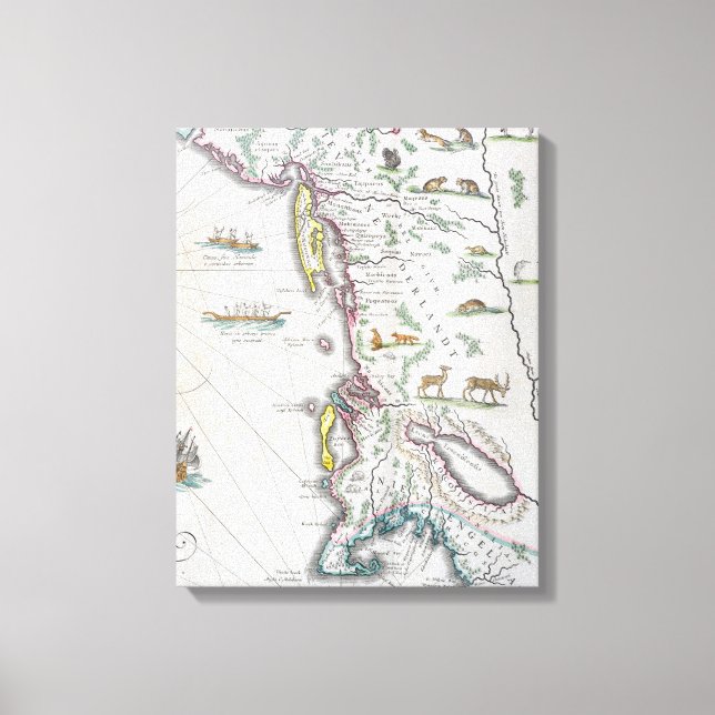 Impressão Em Tela Mapa retratando a Costa Leste (Frente)