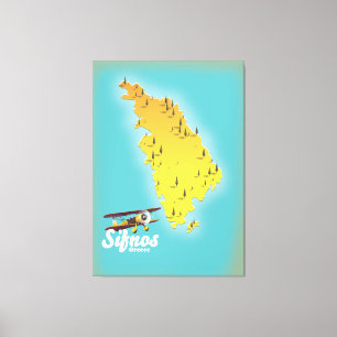 Impressão Em Tela Mapa retrô de Sifnos Grécia