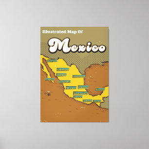 Impressão Em Tela Mapa retrô do México