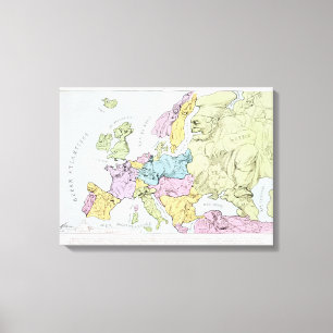 Impressão Em Tela Mapa Satirical de Europa 1871