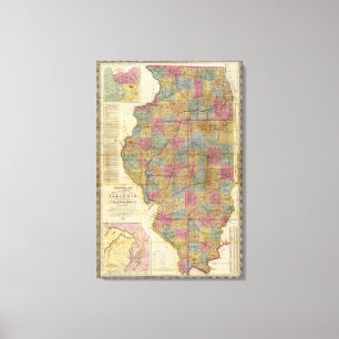 Impressão Em Tela Mapa secional novo do estado de Illinois