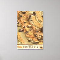 Mapa Único Restaurado Vintage da Califórnia, 1885
