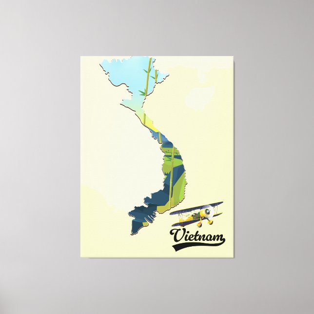 Impressão Em Tela mapa Viagem do Vietnã (Frente)