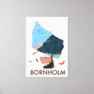 Impressão Em Tela Mapa Viking da Ilha de Bornholm