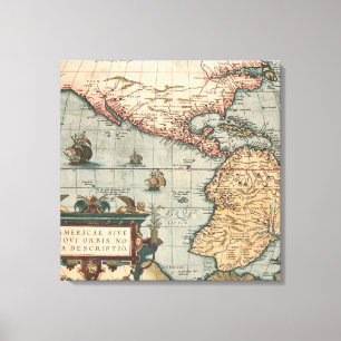 Impressão Em Tela Mapa Vintage da América do Norte