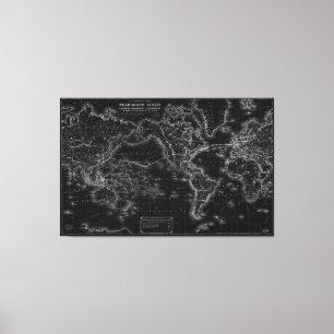 Impressão Em Tela Mapa Vintage das Linhas Telegráficas Poster Canva