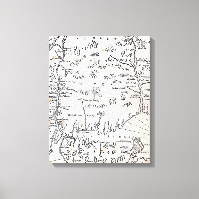 Impressão Em Tela Mapa Vintage de Connecticut (Frente)