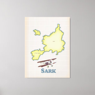Impressão Em Tela Mapa vintage de Sark estilo retrô