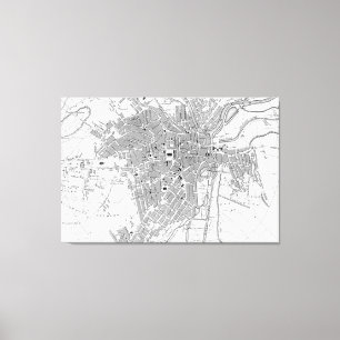 Impressão Em Tela Mapa Vintage de Sheffield England (1823)