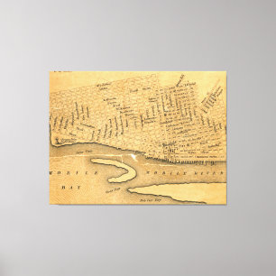 Impressão Em Tela Mapa Vintage do Alabama móvel (1840)