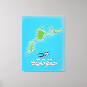 Impressão Em Tela Mapa Virgin Gorda