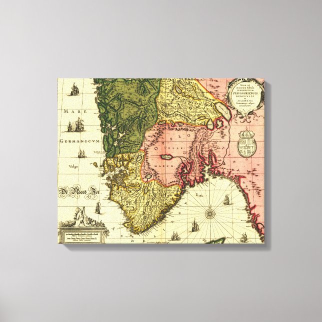 Impressão Em Tela MapaNoruegaPanorâmicaNoruega (Frente)