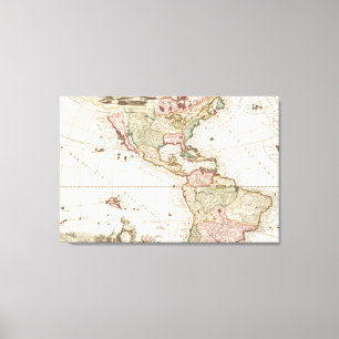 Impressão Em Tela Mapas da América do Norte e do Sul (1680-1742)