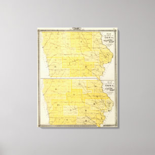 Impressão Em Tela Mapas do estado de Iowa