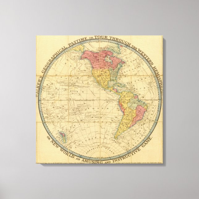 Impressão Em Tela Mapas Geográficos do Pastime de Walker (Frente)