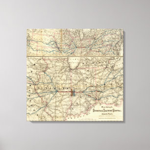 Impressão Em Tela Mapas que mostram o Indiana