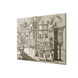 Impressão Em Tela Máquina impressora alemão medieval (gravura)