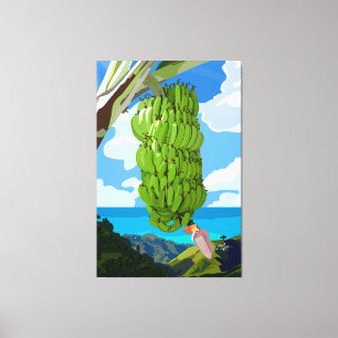 Impressão Em Tela Mar Azul de Montanha Verde Bananas