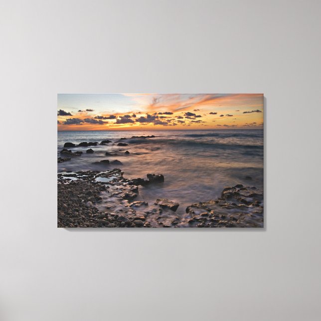 Impressão Em Tela Mar Caribe, Ilhas Cayman. Ondas de queda 2 (Frente)