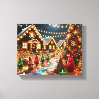 Impressão Em Tela Maravilha de Natal Cozy com Luzes Festivas