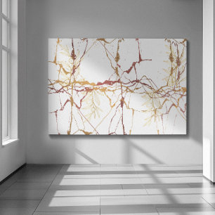 Impressão Em Tela Marble desenhou um marrom Dourado com quatro ramos