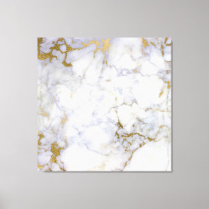 Impressão Em Tela Marble Stone Abstrato Dourado Prata White Carrara