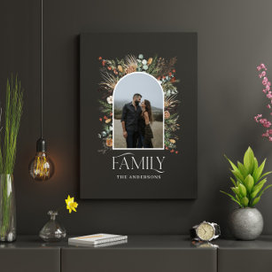 Impressão Em Tela Marca de fotografia da família aquarela botânica e