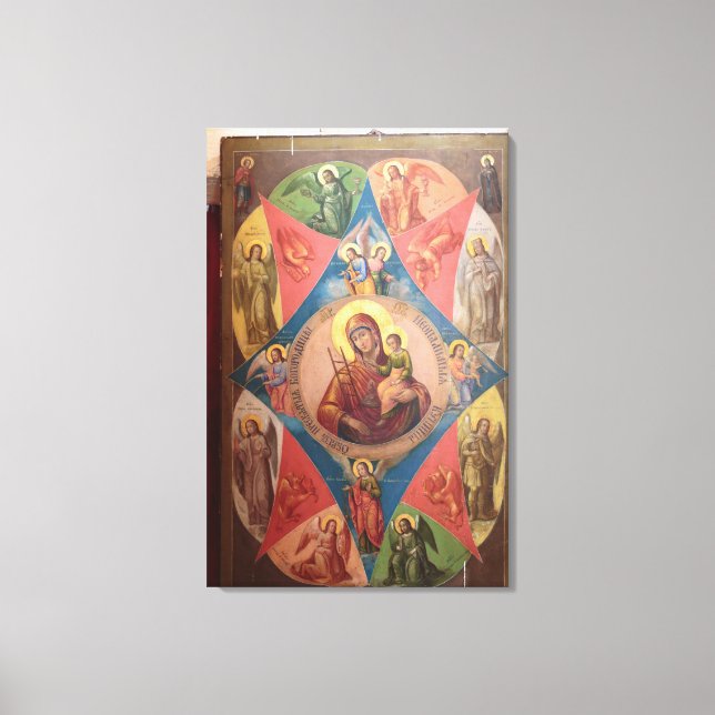 Impressão Em Tela Maria, Jesus e Anjos (Frente)