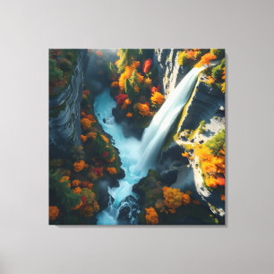 Impressão Em Tela Marinha Moderna e Ouro - Pico de Montanha Abstrato