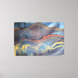 Impressão Em Tela Marinho abstrato Azul Dourado Aquarela Elegante Mo