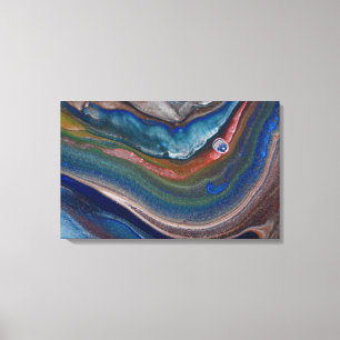 Impressão Em Tela Marinho Azul Cobre Enxertos Metálicos Arte Marmort