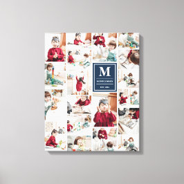 Impressão Em Tela Marinho Azul Monograma 19 Imagens Colagem de Fotos