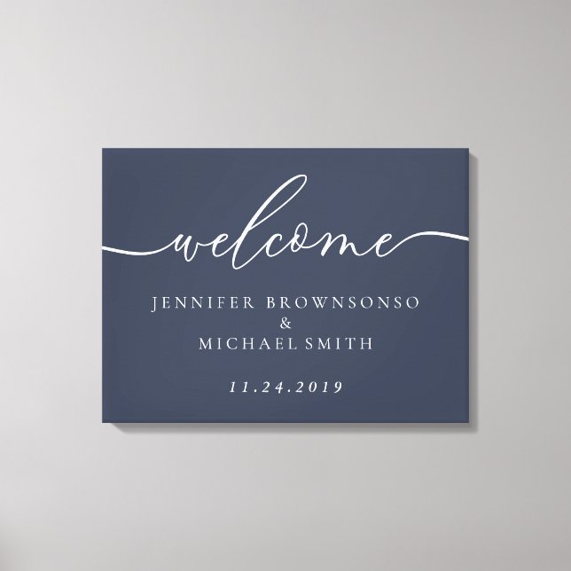 Impressão Em Tela Marinho Moderno de Casamento Simples do Partido de (Frente)