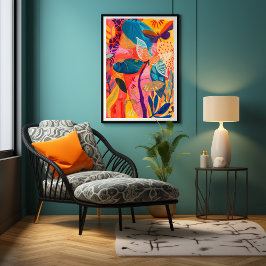 Impressão Em Tela Mariposas y Flores: Arte Favista Colores Vibrantes