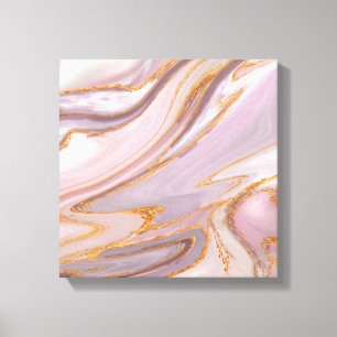 Impressão Em Tela Mármaco de Rosa líquido e ouro