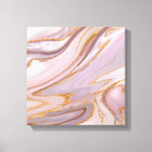 Impressão Em Tela Mármaco de Rosa líquido e ouro (Frente)