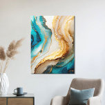 Impressão Em Tela Mármore Dourado de Agato Chic Azul Elegante<br><div class="desc">Elegante Azul Dourado Agate Chic Agate Arte de Canvas Marble</div>
