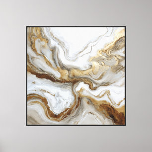 Impressão Em Tela Mármore Dourado e Bege em Redemoinhos – Arte Abstr
