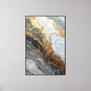Impressão Em Tela Mármore Dourado e Cinza – Arte abstrata de parede