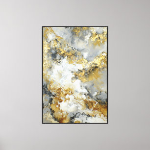 Impressão Em Tela Mármore Dourado e Cinza – Arte abstrata para pared