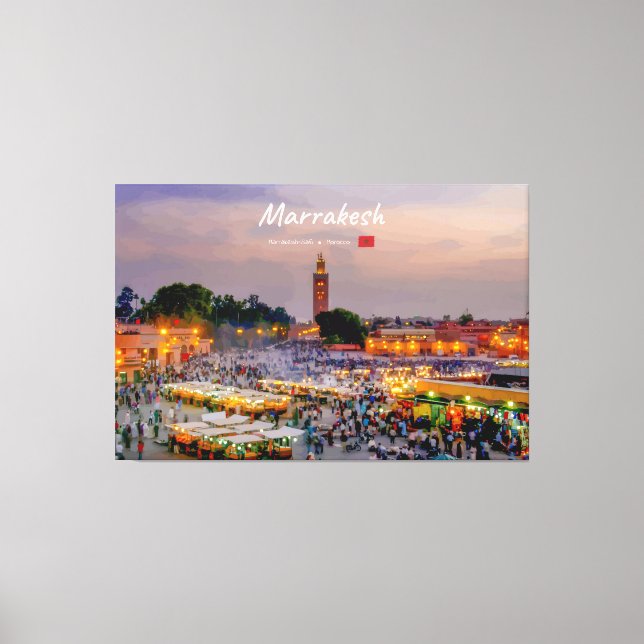 Impressão Em Tela Marrakesh, Marrocos - Praça Jemaa el Fnaa (Frente)