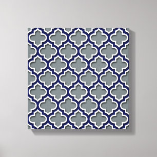 Impressão Em Tela Marroquino branco Quatrefoil #5DS do marinho das
