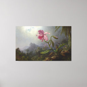 Impressão Em Tela MARTIN J. HEADE - Dois beija-flores com uma Orquíd