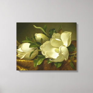 Impressão Em Tela Martin Johnson Heade - Magnolias em Velvet Dourado