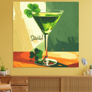 Impressão Em Tela Martini Shamrock de Meados do Século Sláinte!
