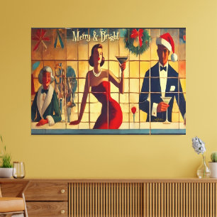 Impressão Em Tela Martini Última Chamada da Véspera de Natal Retro d